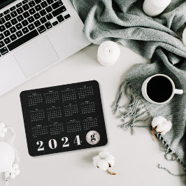 Mousepad Calendário 2024 Monogramado Lua Céu Estrelado Notu