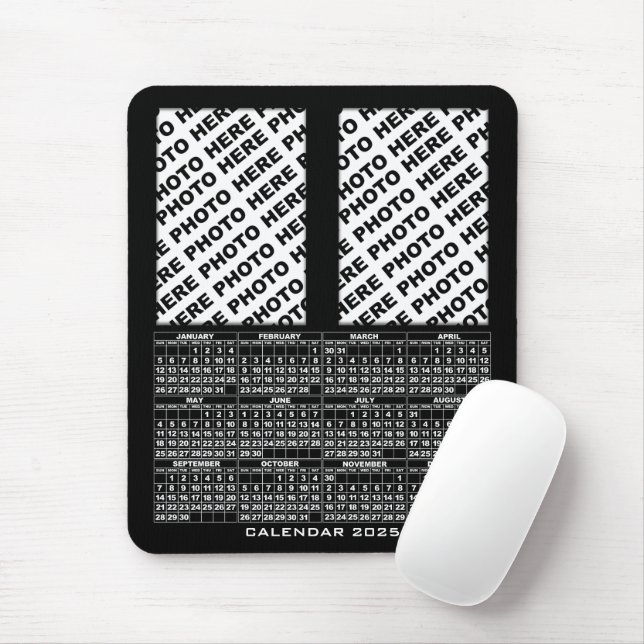 Mousepad Calendário 2025 Adicionar 2 Fotos Verticais Pasta  (Com mouse)