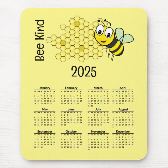 Mousepad Calendário 2025 da Bee e Honeycomb (Frente)