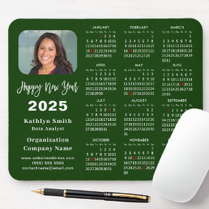 Mousepad Calendário 2025 Foto comercial moderna, verde simp