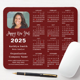 Mousepad Calendário 2025 Foto Comercial Moderno Vermelho Si