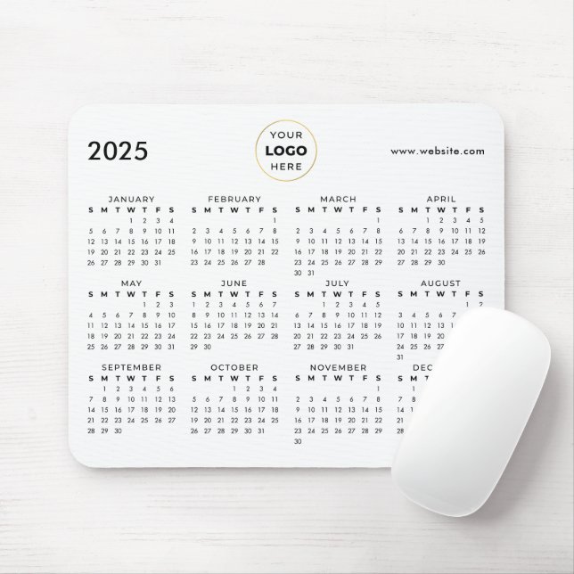 Mousepad Calendário 2025 Logo Empresarial Preto (Com mouse)