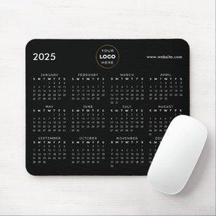 Mousepad Calendário 2025 Logo Empresarial Preto