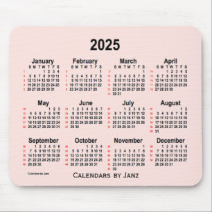 Mousepad Calendário 2025 Misty Rosa 52 Semanas por Janz