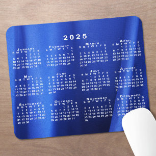 Mousepad Calendário 2025 na Foto Personalizada Azul Abstrat