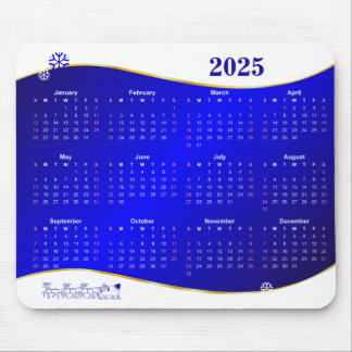 Mousepad Calendário 2025 no painel de fundo do mouse de ond