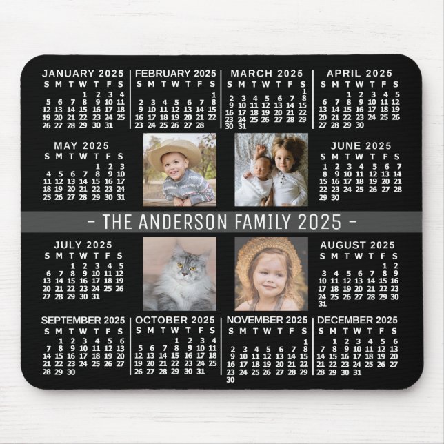 Mousepad Calendário 2025 Nome de Foto Personalizado 4 Cinza (Frente)