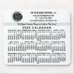 Mousepad Calendário 2025 Nome do logotipo de negócios perso<br><div class="desc">Estes mousepads de calendário 2025, com aparência profissional, são perfeitos para a marca do escritório da sua empresa. Eles têm números grandes, fáceis de ler, ousados a preto em branco. Acima disso, marca sua empresa com o logotipo corporativo, nome comercial, site, telefone, endereço e um slogan. Mantenha a data e...</div>