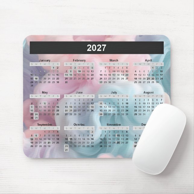 Mousepad Calendário 2025 Sobre Abstrato De Algodão Docinho (Com mouse)