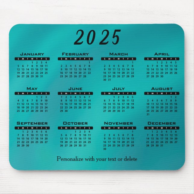 Mousepad Calendário 2025 Teal - Ano (Frente)