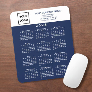 Mousepad Calendário 2025 Texto do Logotipo Comercial Marinh