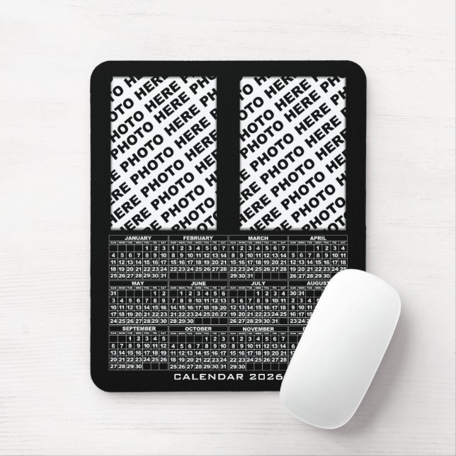 Mousepad Calendário 2026 Adicionar 2 Fotos Verticais Pasta  (Com mouse)