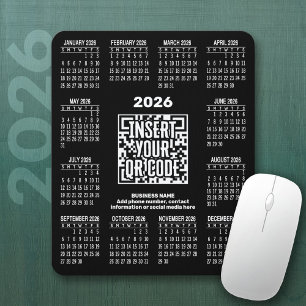 Mousepad Calendário 2026 com Código QR Informações de Conta