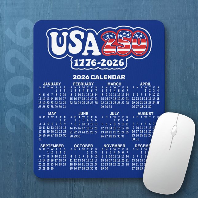 Mousepad Calendário 2026 - Espírito de 76 - USA 250 da Amér (2026 Calendar on a Mousepad)