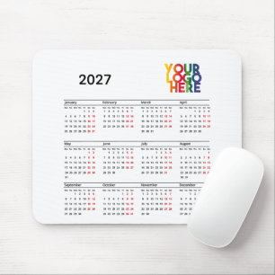 Mousepad Calendário 2026 Logotipo Empresarial Escritório Co