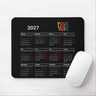 Mousepad Calendário 2026 Logotipo Empresarial Escritório Co