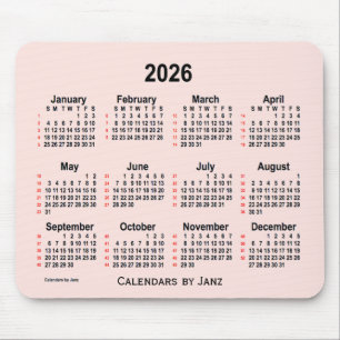 Mousepad Calendário 2026 Misty Rosa 52 Semanas por Janz