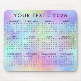 Mousepad Calendário 2026 Rainbow Glitter Purple ou Custom