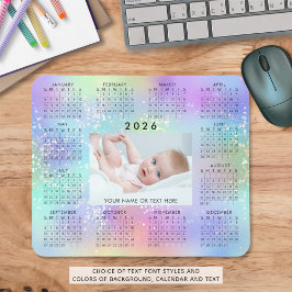 Mousepad Calendário 2026 Uma Foto - Arco-Íris Brilhante