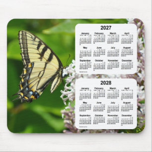 Mousepad Calendário 2027-2028 da borboleta de Swallowtail