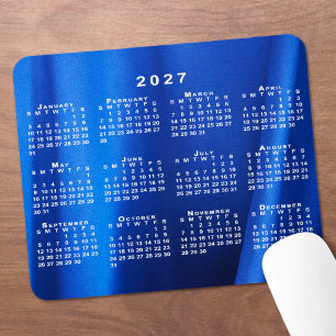 Mousepad Calendário 2027 Abstrato Azul Foto Personalizada