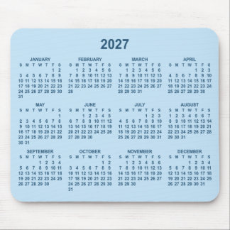 Mousepad Calendário 2027 Azul Claro e Escuro