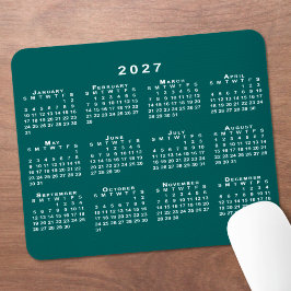 Mousepad Calendário 2027 Azul-Verde e Branco Simples