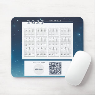 Mousepad Calendário 2027 Código QR do Logotipo Empresarial