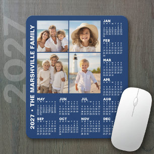Mousepad Calendário 2027 com 4 Fotos - Azul