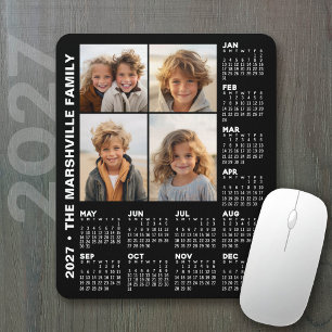Mousepad Calendário 2027 com 4 Fotos - Preto