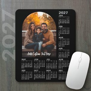 Mousepad Calendário 2027 com Foto - Ano Inteiro Preto
