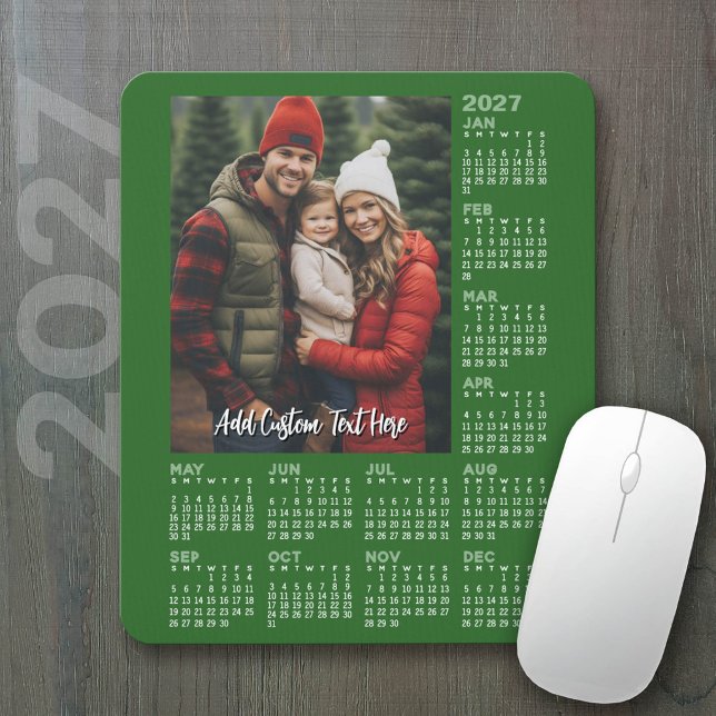 Mousepad Calendário 2027 com Foto - Moderno (2027 Calendar on a mousepad - add your photos)
