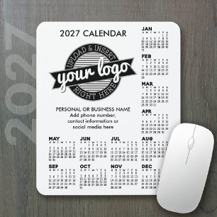 Mousepad Calendário 2027 com informações de contato do logo