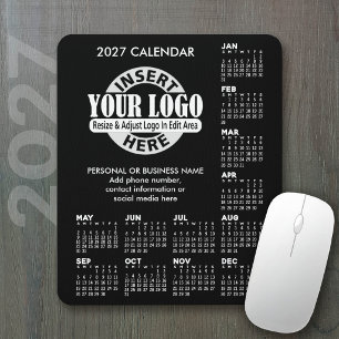 Mousepad Calendário 2027 com informações de contato e logot