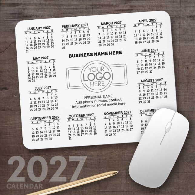 Mousepad Calendário 2027 com Informações de Contato logo (2027 Calendar Mousepad)