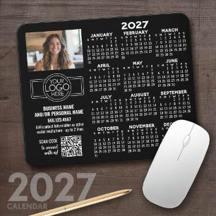 Mousepad Calendário 2027 com logotipo, Código QR, Foto PRET