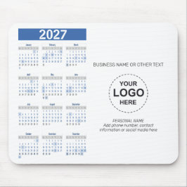 Mousepad Calendário 2027 com logotipo, Informações de conta
