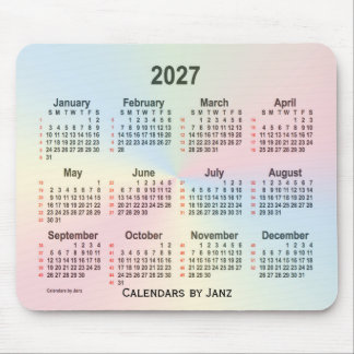Mousepad Calendário 2027 da Rainbow Cloud 52 Semanas por Ja