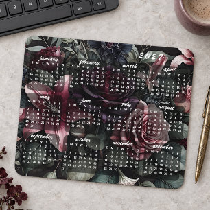 Mousepad Calendário 2027 de Buquê Floral Clássico em Estilo