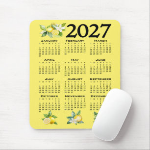 Mousepad Calendário 2027 Estilo Italiano Limões Amarelo