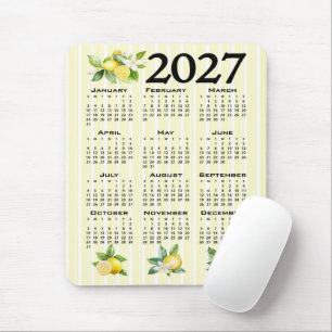 Mousepad Calendário 2027 Estilo Italiano Limões Listras Ama