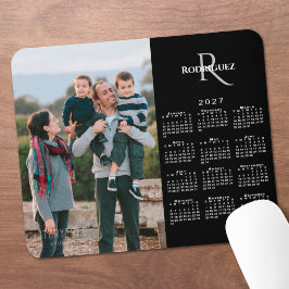 Mousepad Calendário 2027 Foto Personalizada Monograma Nome 