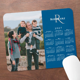 Mousepad Calendário 2027 Foto Personalizada Monograma Nome 