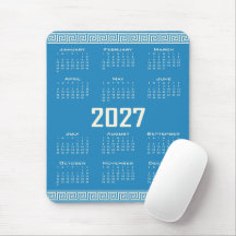Calendário 2027, Fretwork Grego, Cosmic Latte em A