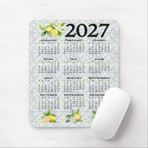 Mousepad Calendário 2027 Limões Azulejos Mediterrâneos Ital