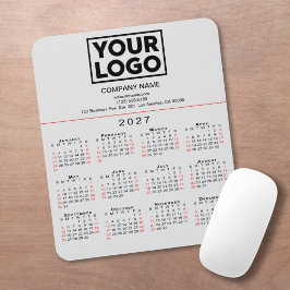 Mousepad Calendário 2027 Logotipo e Texto em Cinza