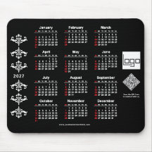 Calendário 2027 Logotipo Empresarial Código QR Bar