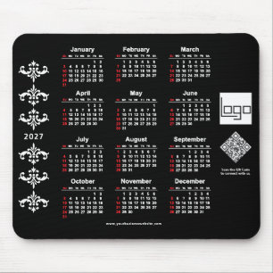 Mousepad Calendário 2027 Logotipo Empresarial Código QR Bar
