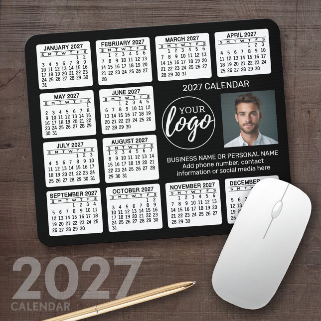 Mousepad Calendário 2027 - logotipo, negócios de fotos (2027 Calendar Mousepad)