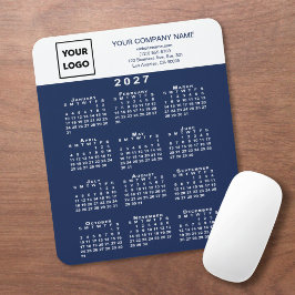Mousepad Calendário 2027 Logotipo Texto Azul Marinho Branco